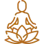Line icon of a figure seated in meditation on a lotus flower