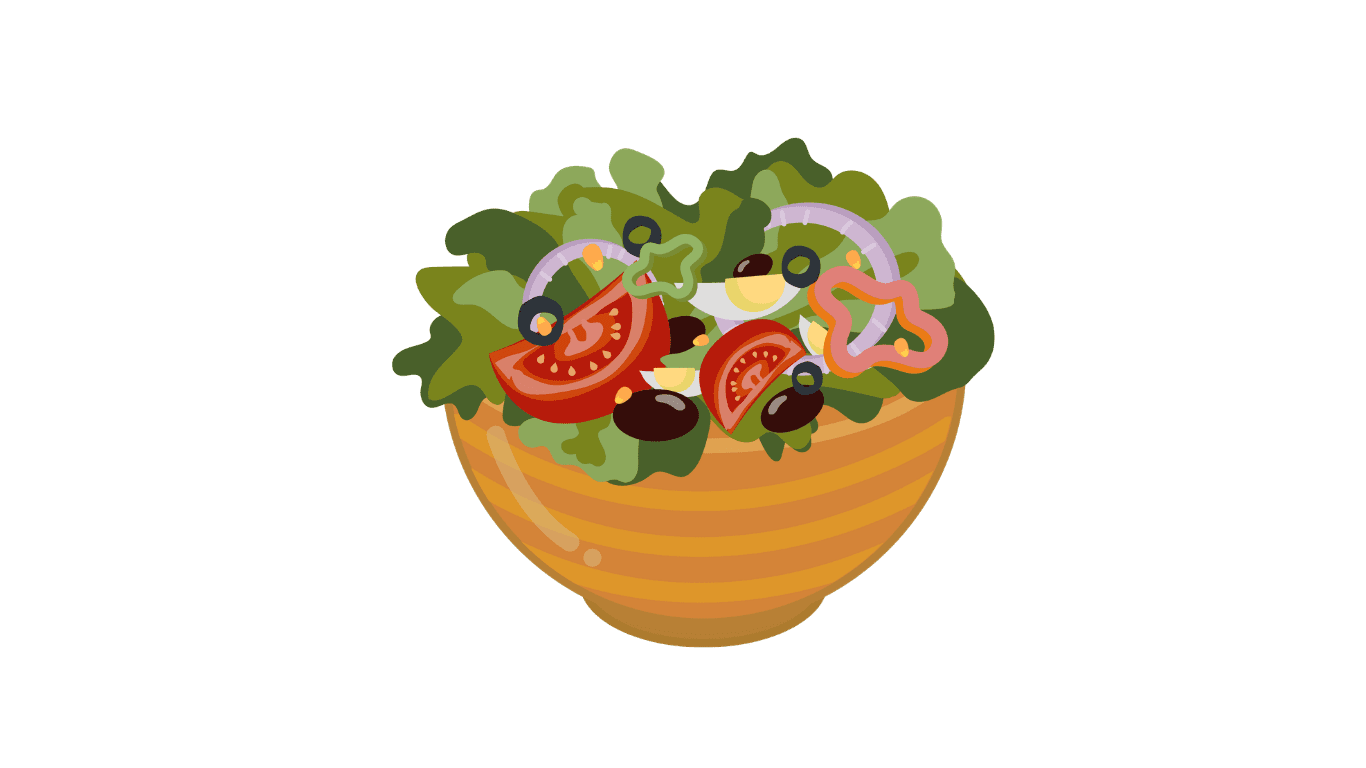 Illustration of a bowl of fresh salad