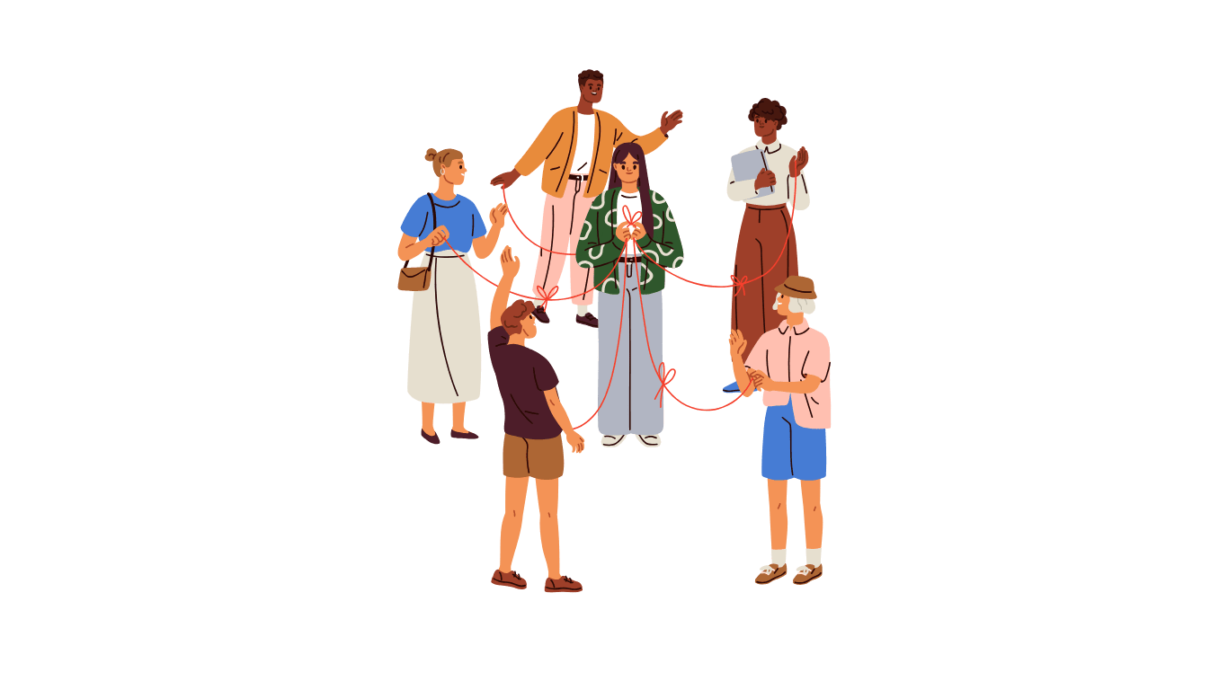 Illustration of a group of people standing together